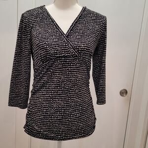Ann Taylor size Medium petite.  Black and white. V neck.  Long sleeve blouse